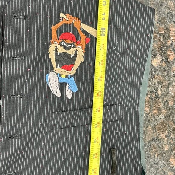 VINTAGE 1992 LOONEY TUNES TAZMANIA DEVIL 100%COTTON BLAZER VEST Sz S Cartoons - Picture 3 of 16